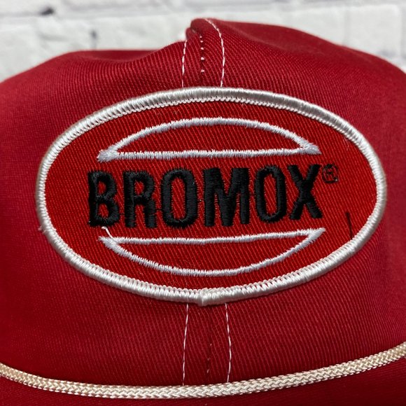 Vintage Farmer Hat Mesh Rope Cap Snapback Red White BROMOX Herbicide Item#1 - Picture 6 of 9